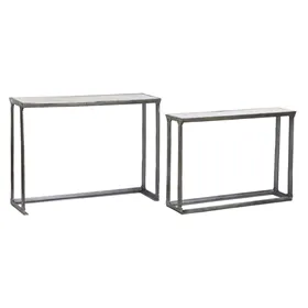 Set of 2 tables Home ESPRIT White Multicolour Silver 107 x 30 x 81 cm 108 x 30 x 79 cm