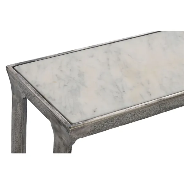 Set of 2 tables Home ESPRIT White Multicolour Silver 107 x 30 x 81 cm 108 x 30 x 79 cm