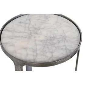 Set of 3 tables Home ESPRIT White Silver 45 x 45 x 56 cm