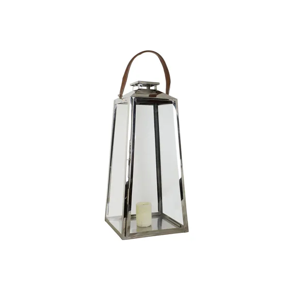 Lantern DKD Home Decor Brown Silver Leather Crystal Steel Chromed 30 x 30 x 66 cm