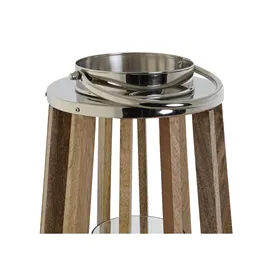 Candleholder DKD Home Decor Brown Silver Natural Crystal Mango wood 32 x 32 x 51 cm