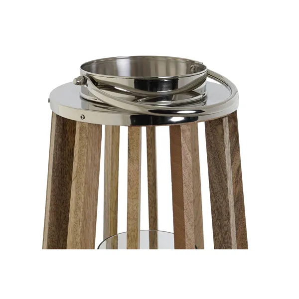 Candleholder DKD Home Decor Brown Silver Natural Crystal Mango wood 32 x 32 x 51 cm