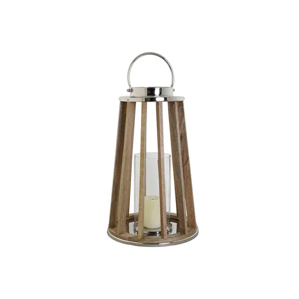 Candleholder DKD Home Decor Brown Silver Natural Crystal Mango wood 32 x 32 x 51 cm