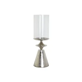 Candleholder DKD Home Decor Silver Aluminium Crystal 21 x 21 x 66 cm