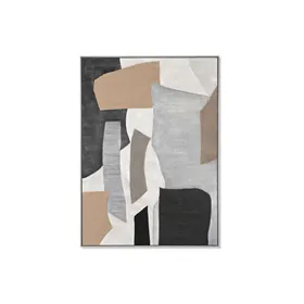 Canvas Home ESPRIT Black Grey Abstract Modern 103 x 4,5 x 143 cm