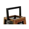 Candleholder DKD Home Decor Black Natural Metal Mango wood 20 x 20 x 38 cm
