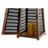 Candleholder DKD Home Decor Black Natural Metal Mango wood 20 x 20 x 38 cm