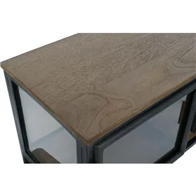 TV furniture Home ESPRIT Natural Dark grey Wood Metal 137 x 40 x 55 cm