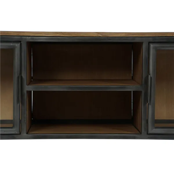 TV furniture Home ESPRIT Natural Dark grey Wood Metal 137 x 40 x 55 cm