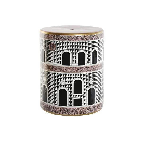 Side table Home ESPRIT White Black Golden Peach Porcelain 33 x 33 x 42 cm