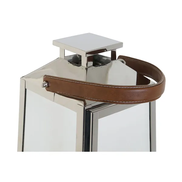 Lantern DKD Home Decor Brown Silver Leather Crystal Steel Chromed 20 x 20 x 40 cm