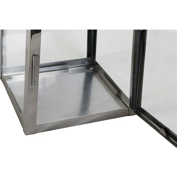 Lantern DKD Home Decor Brown Silver Leather Crystal Steel Chromed 20 x 20 x 40 cm