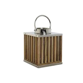 Candleholder DKD Home Decor Brown Natural Crystal Mango wood 21 x 21 x 25 cm (2 Pieces)