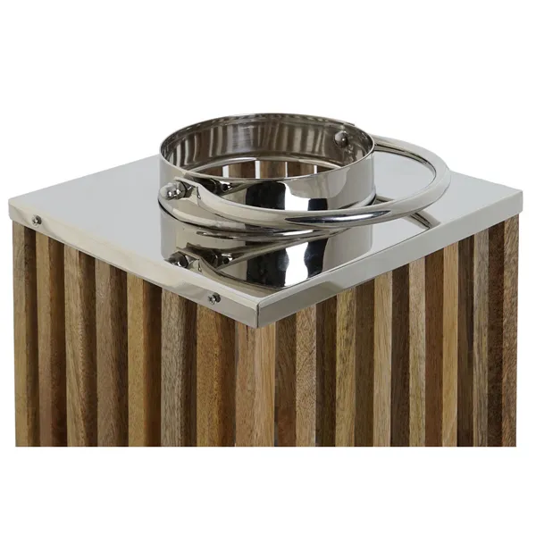 Candleholder DKD Home Decor Brown Natural Crystal Mango wood 21 x 21 x 25 cm (2 Pieces)