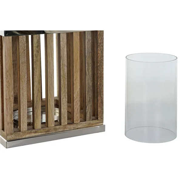 Candleholder DKD Home Decor Brown Natural Crystal Mango wood 21 x 21 x 25 cm (2 Pieces)