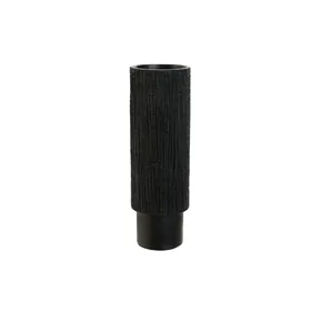 Vase Home ESPRIT Black Resin 10 x 10 x 30 cm (12 Units)