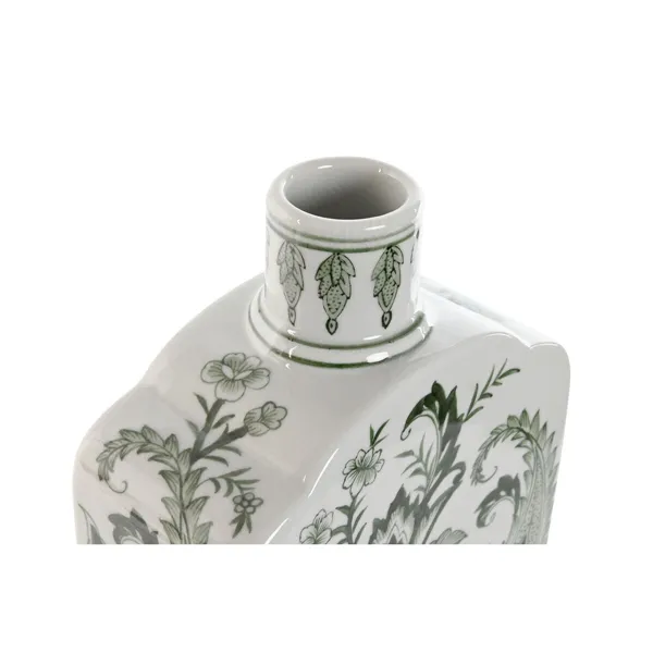 Vase Home ESPRIT White Green Porcelain Leaf of a plant 16,5 x 8 x 38 cm