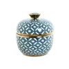 Tibor Home ESPRIT Blue Golden Aluminium Porcelain 18,5 x 18,5 x 20 cm