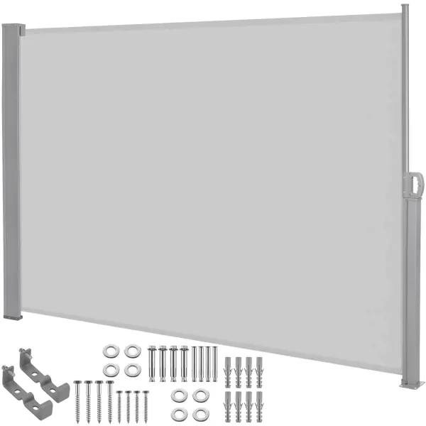 Šoninė markizė Springos AW0003 300x160 cm su ištraukiama šviesiai pilka sienele