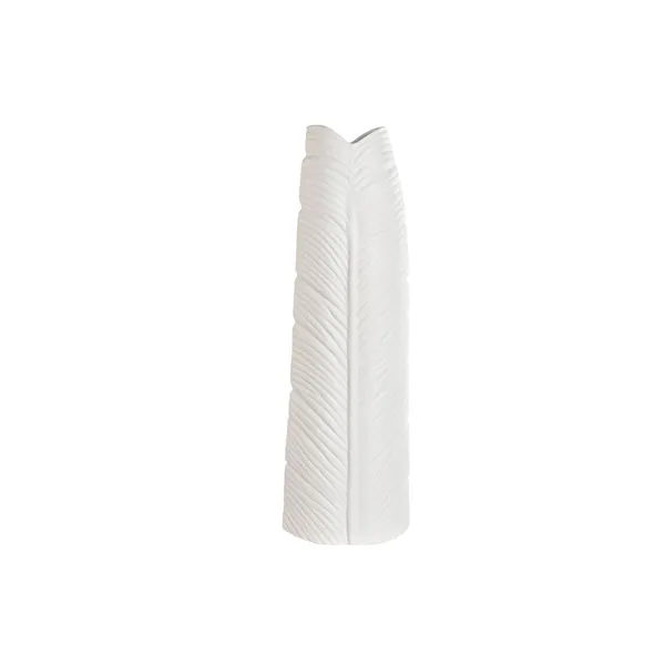 Vase Home ESPRIT White Stoneware Tropical Leaf of a plant 33 x 10 x 70 cm
