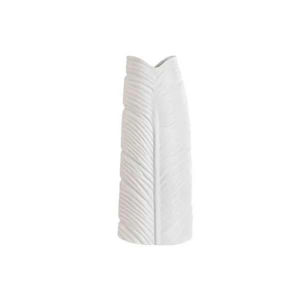 Vase Home ESPRIT White Stoneware Tropical Leaf of a plant 21 x 10 x 50 cm