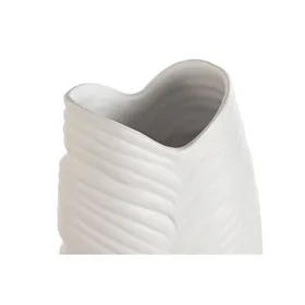 Vase Home ESPRIT White Stoneware Tropical Leaf of a plant 21 x 10 x 50 cm