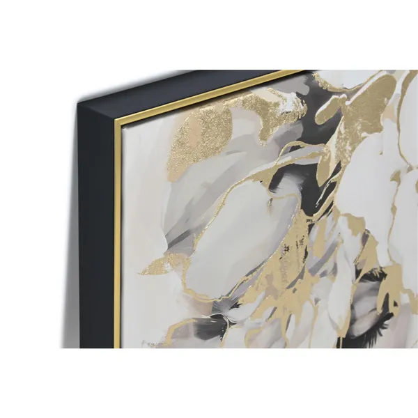 Canvas Home ESPRIT White Beige Golden Flowers 82,3 x 4,5 x 82,3 cm 82,5 x 4,5 x 82 cm 82,5 x 3,7 x 82 cm (2 Units)