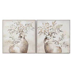 Canvas Home ESPRIT Beige Golden Vase Traditional 82 x 4,5 x 82 cm 82 x 3,5 x 82 cm (2 Units)