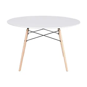 Dining Table Home ESPRIT White Black Natural Birch MDF Wood 120 x 120 x 74 cm