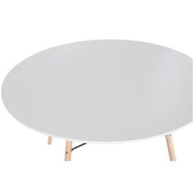 Dining Table Home ESPRIT White Black Natural Birch MDF Wood 120 x 120 x 74 cm