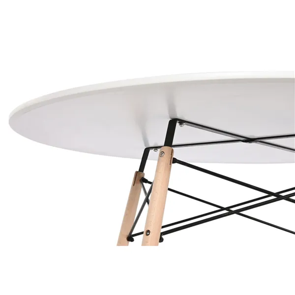Dining Table Home ESPRIT White Black Natural Birch MDF Wood 120 x 120 x 74 cm