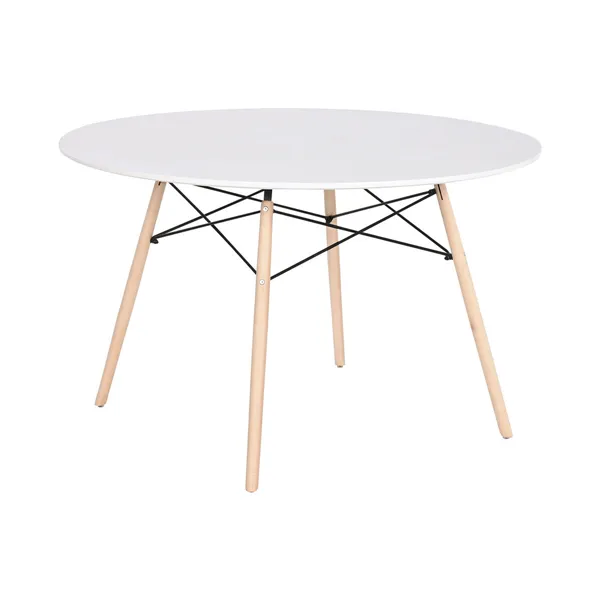 Dining Table Home ESPRIT White Black Natural Birch MDF Wood 120 x 120 x 74 cm