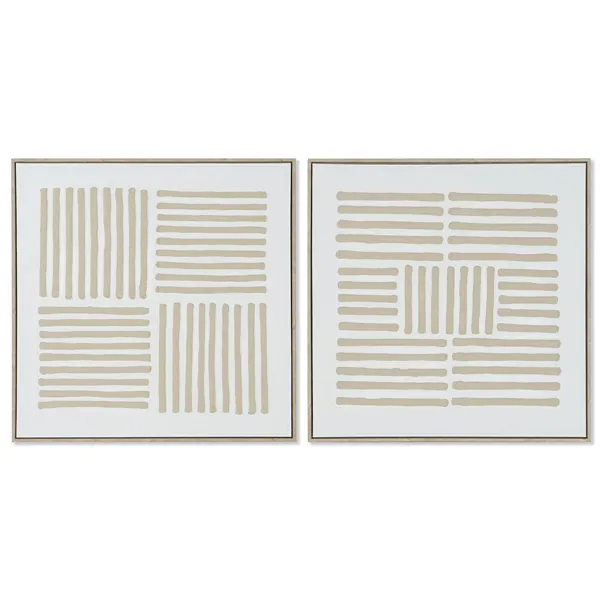 Canvas Home ESPRIT White Beige Scandinavian 83 x 4,5 x 83 cm (2 Units)