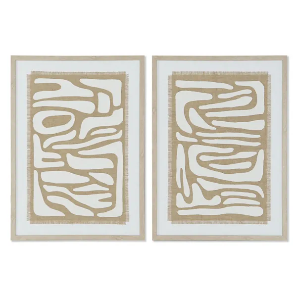 Canvas Home ESPRIT White Beige Abstract Scandinavian 52,7 x 2,5 x 72,5 cm (2 Units)