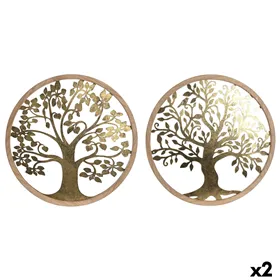 Wall Decoration Home ESPRIT Golden Natural Tree Cottage 60 x 1,5 x 60 cm (2 Units)