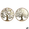 Wall Decoration Home ESPRIT Golden Natural Tree Cottage 60 x 1,5 x 60 cm (2 Units)