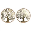Wall Decoration Home ESPRIT Golden Natural Tree Cottage 60 x 1,5 x 60 cm (2 Units)