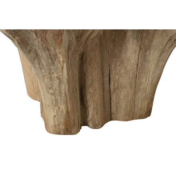 Dining Table Home ESPRIT Natural Wood Tempered Glass 160 x 160 x 76 cm