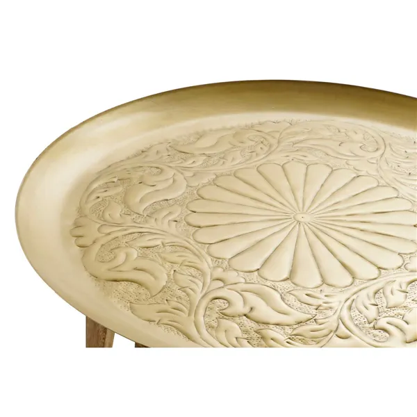 Centre Table Home ESPRIT Golden Natural Brass Mango wood 75 x 75 x 44 cm