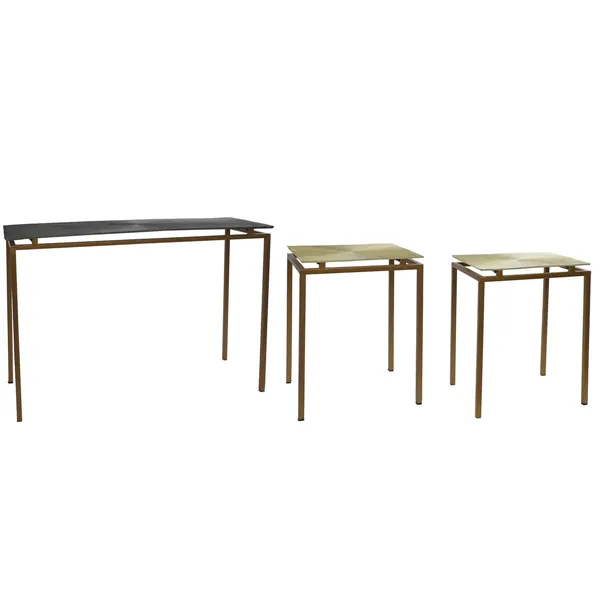 Console Home ESPRIT Grey Metal Aluminium 109,5 x 37,5 x 80 cm (3 Pieces)