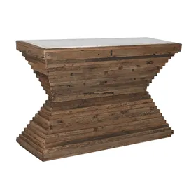 Console Home ESPRIT Yellow White Brown Marble Recycled Wood 138 x 45 x 87 cm