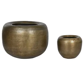 Set of Planters Home ESPRIT Golden Aluminium 64 x 64 x 47 cm