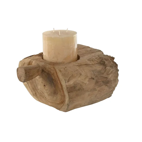 Candleholder Home ESPRIT Natural Teak 30 x 25 x 15 cm