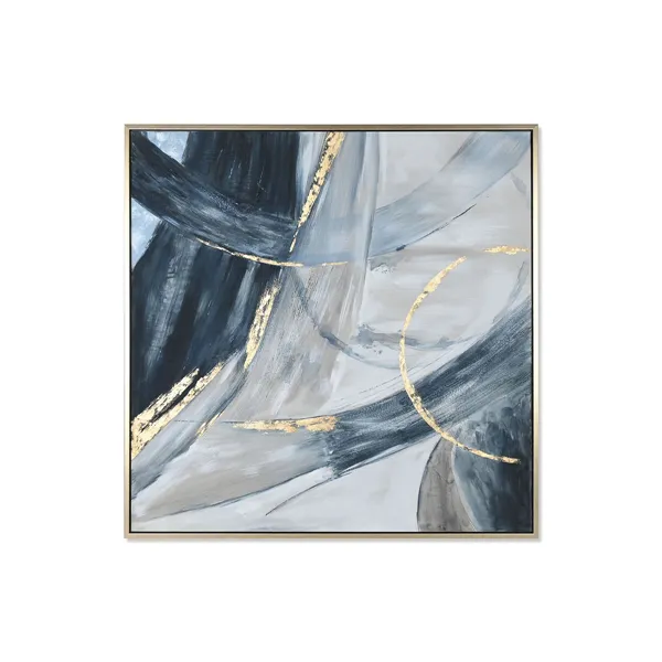 Canvas Home ESPRIT Blue White Abstract Modern 131 x 3,8 x 131 cm