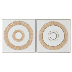 Canvas Home ESPRIT White Natural Boho 92 x 4,5 x 92 cm (2 Units)