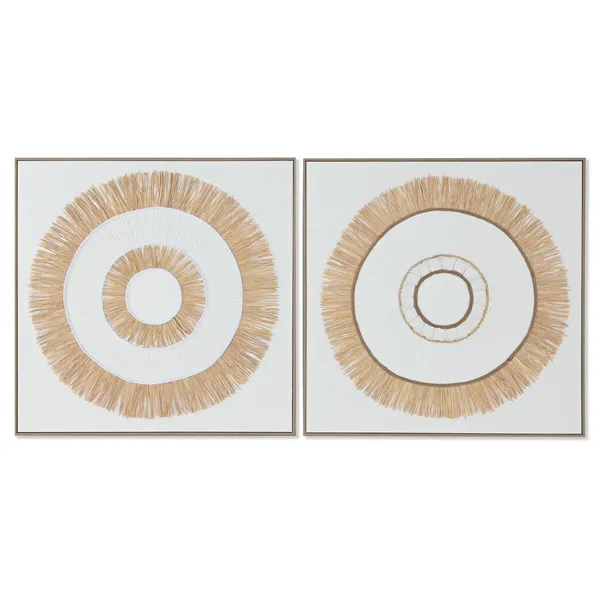 Canvas Home ESPRIT White Natural Boho 92 x 4,5 x 92 cm (2 Units)
