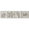 Canvas Home ESPRIT White Natural Mediterranean Navy 40 x 3 x 40 cm (4 Units)