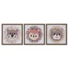 Canvas Home ESPRIT White Natural Children's animals 30 x 2,6 x 30 cm (3 Units)