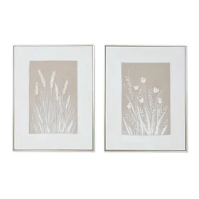 Canvas Home ESPRIT White Beige Flowers Scandinavian 62 x 4,5 x 82 cm (2 Units)