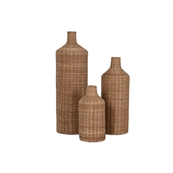 Set of 3 Vases Home ESPRIT Brown Metal Natural 25 x 25 x 82 cm (3 Pieces)